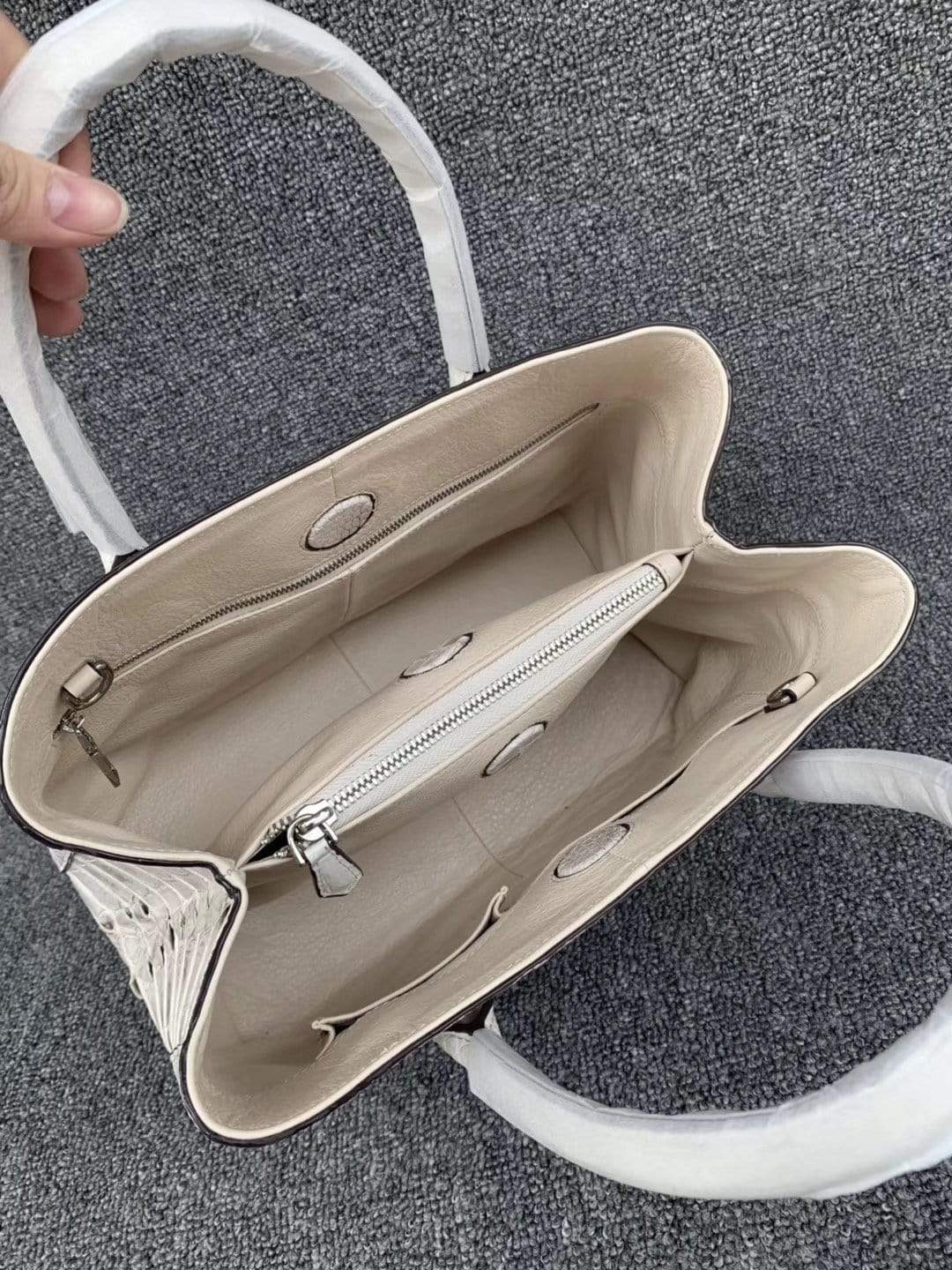 Genuine Crocodile Leather Womens Satchel Tote Bag Himalaya White 33cm-5