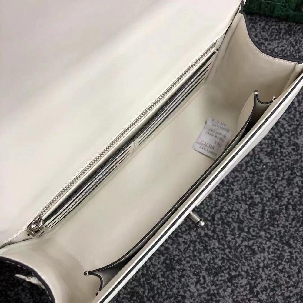 Womens Crocodile Leather Shoulder Flap Chain Bag-13