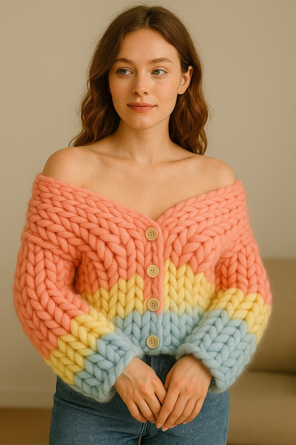 Merino Pastel Wool Cardigan