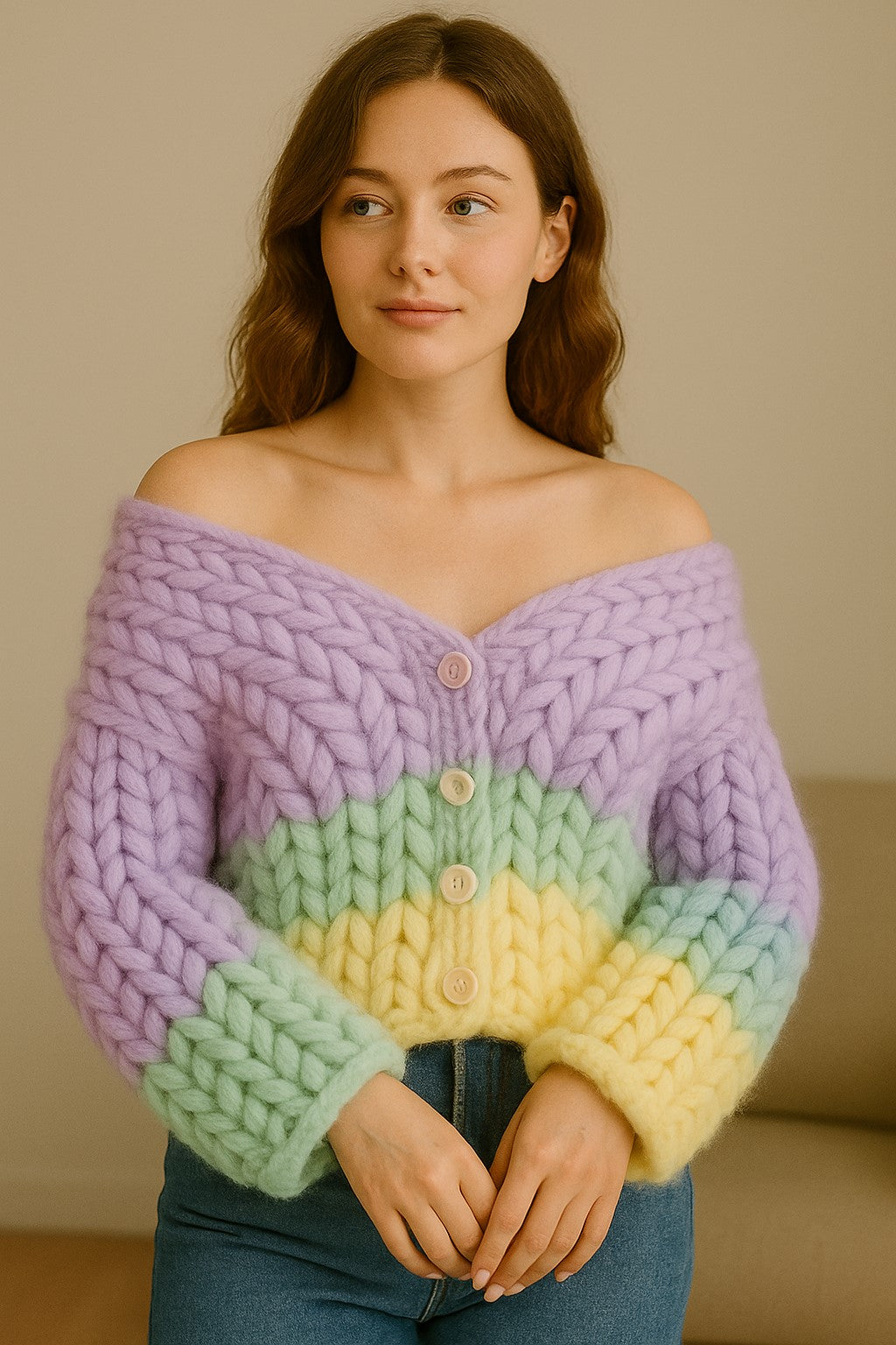 Merino Pastel Wool Cardigan