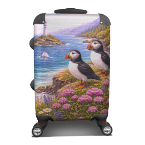 Suitcase with Puffin Design