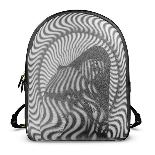 Black and White Leather Backpack